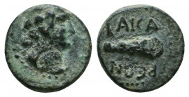 Greek Coins. 306-283 BC. Æ 

Weight: 1.4 gr
Diameter: 11 mm