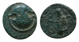 Greek Coins. 306-283 BC. Æ 

Weight: 0.4 gr
Diameter: 8 mm