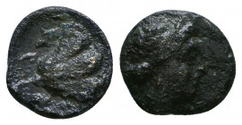 Greek Coins. 306-283 BC. Æ 

Weight: 1.0 gr
Diameter: 10 mm