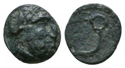 Greek Coins. 306-283 BC. Æ 

Weight: 0.9 gr
Diameter: 10 mm