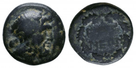 PHRYGIA. Eumeneia. Ae (Circa 200-133 BC).
Obv: Laureate head of Zeus right.
Rev: EYME / NEΩN.
Legend in two lines within wreath.
SNG Copenhagen 377-8....