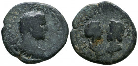 CILICIA, Irenopolis-Neronias. Caracalla. AD 198-217. Æ. Laureate, draped, and cuirassed bust of Caracalla right / Confronted busts of Hygeia right, dr...