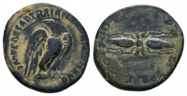 Hadrian Æ Quadrans. Rome, AD 121-122.

Weight: 2.7 gr
Diameter: 18 mm