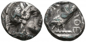 ATTICA. Athens. Circa 454-404 BC.AR Tetradrachm

Obverse : Helmeted head of Athena right
Reverse : AΘE; owl standing right, head facing; olive sprig a...