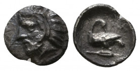 Greek AR Silver Obol, Ca. 350-300 BC..

Weight: 0.5 gr
Diameter: 9 mm