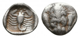 Greek AR Silver Obol, Ca. 350-300 BC..

Weight: 0.4 gr
Diameter: 7 mm