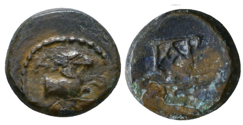 AEOLIS. Cyme. Ca. 1st century BC. AE

Weight: 1.9 gr
Diameter: 12 mm