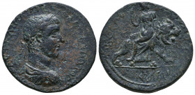 Severus Alexander Æ 29mm of Hieropolis, Cyrrhestica. AD 222-235. AYT KAI MAP AYP CЄY ΑΛΕΞANΔΡΟC CЄB, laureate, draped and cuirassed bust to right / ΘЄ...