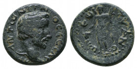 CAPPADOCIA, Tyana. Antoninus Pius. AD 138-161. Æ. Dated RY 19 (AD 157). AVT ANTΩN ЄINOC, laureate head right / TVANЄ ωN Є ΘI ( sic ), Hermes standing ...