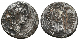 Man. Acilius Glabrio AR Denarius. Rome, 49 BC. Laureate head of Salus to right; behind, SALVTIS upwards / Valetudo standing to left, resting arm on co...