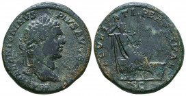 Caracalla Æ Sestertius. Rome, AD 210-213. 
M AVREL ANTONINVS PIVS AVG BRIT, laureate head to right 
SECVRITATI PERPETV[AE], Securitas seated to right,...