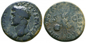 DIVUS AUGUSTUS, (died A.D. 14), AE dupondius, Restitution issue, Rome mint, issued under Titus A.D. 80-81, obv. radiate head of deified Augustus to le...