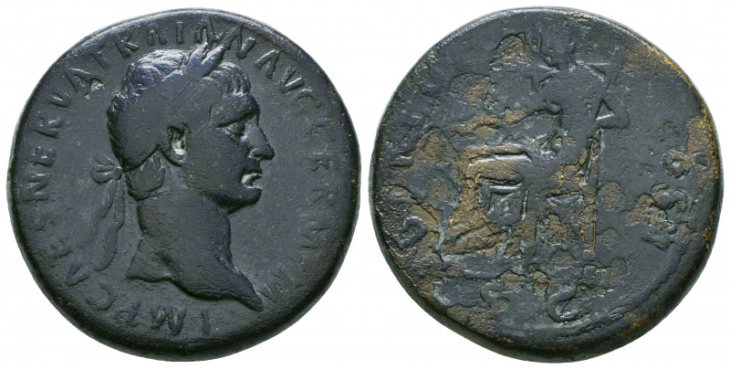 Trajan. AD 98-117. Æ Sestertius

Weight: 25.5 gr
Diameter: 32 mm