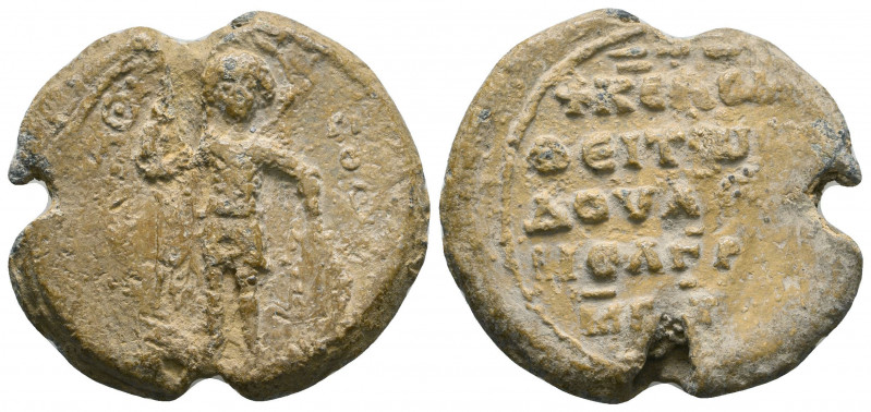 Byzantine Lead Seals, 7th - 13th Centuries.

Weight: 15.8 gr
Diameter: 29 mm