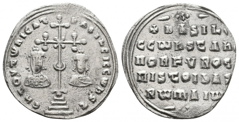 Basil II Bulgaroctonus (976-1025) - With Constantine VIII - AR Miliaresion (Cons...