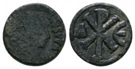 Justin I. 518-527. AE pentanummium 

Weight: 2.0 gr
Diameter: 13 mm