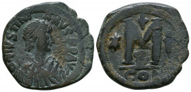 Justin I AD 518-527. Ae. Follis

Weight: 17.4 gr
Diameter: 30 mm