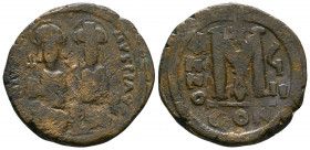Justin II and Sophia 565-578. AE follis.

Weight: 16.0 gr
Diameter: 28mm
