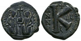 Justin II and Sophia 565-578. AE Half Follis.

Weight: 6.0 gr
Diameter: 21 mm