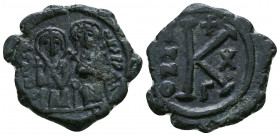 Justin II and Sophia 565-578. AE Half Follis.

Weight: 7.2 gr
Diameter: 22 mm