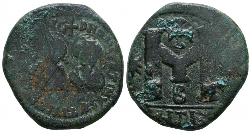 Justin I and Justinian I AD 527. Antiochia
Follis or 40 Nummi Æ
+ D N D N IVSTIN...