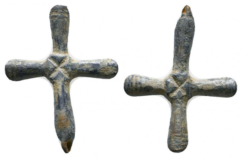 Byzantine Bronze Cross Pendant , Circa 6th - 9th century AD.

Weight: 5.7 gr
Dia...
