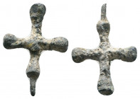 Byzantine Bronze Cross Pendant , Circa 6th - 9th century AD.

Weight: 6.4 gr
Diameter: 38 mm