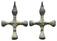 Byzantine Bronze Cross Pendant , Circa 6th - 9th century AD.

Weight: 6.5 gr
Diameter: 39 mm