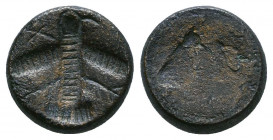 Roman Bronze Legion badge , Circa 1st - 2nd Century AD.

Weight: 2.7 gr
Diameter: 12 mm