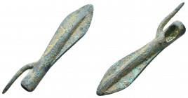 Ancient Bronze Arrow Heads. Ae

Weight: 7.3 gr
Diameter: 56 mm