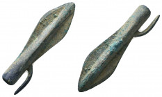 Ancient Bronze Arrow Heads. Ae

Weight: 7.1 gr
Diameter: 47 mm