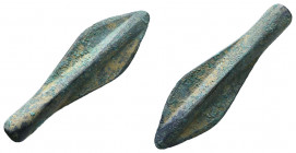 Ancient Bronze Arrow Heads. Ae

Weight: 6.9 gr
Diameter: 46 mm
