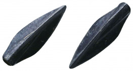 Ancient Bronze Arrow Heads. Ae

Weight: 3.7 gr
Diameter: 34 mm