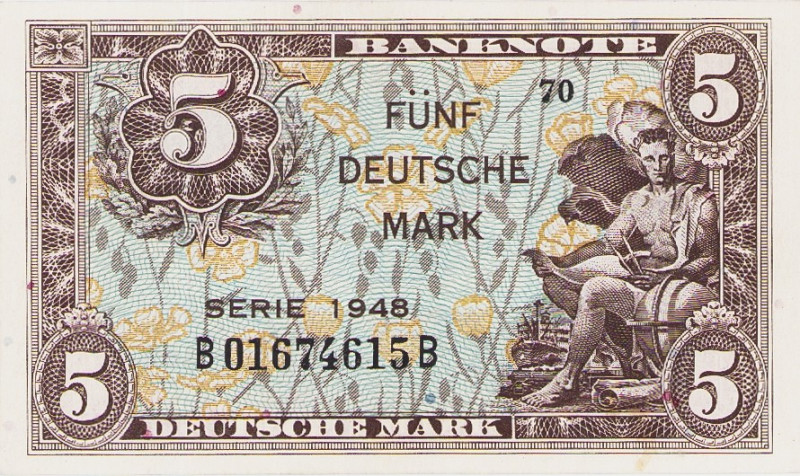 Bundesrepublik Deutschland
Bank deutscher Länder 1948-1949 5 DM 1948. Serie B /...