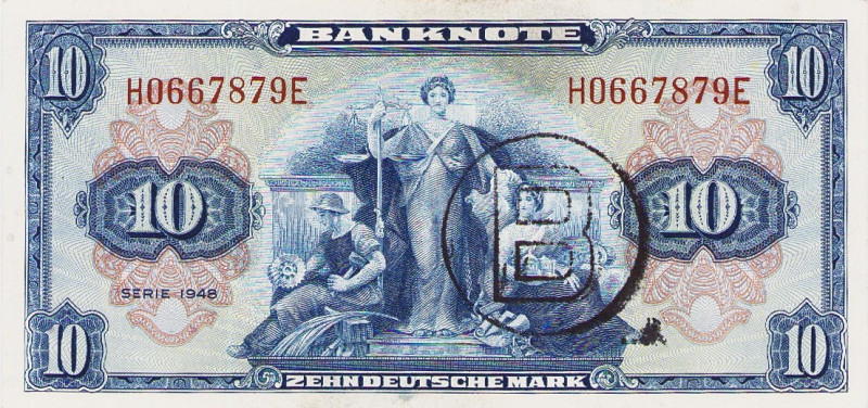 Bundesrepublik Deutschland
Bank deutscher Länder 1948-1949 10 DM 1948. Mit B-St...