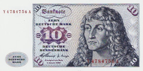 Bundesrepublik Deutschland
Deutsche Bundesbank 1960-1999 10 DM 2.1.1960. Austauschnote. Serie Y / A Ro. 263 d Selten. I
