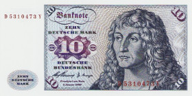 Bundesrepublik Deutschland
Deutsche Bundesbank 1960-1999 10 DM 2.1.1960. Serien: C / C, D / Y, E / E, E / K und F / F Ro. 263 a, b, c 5 Stück. I