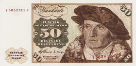 Bundesrepublik Deutschland
Deutsche Bundesbank 1960-1999 50 DM 2.1.1960. Austauschnote. Serie Y / B Ro. 265 f Selten. I-
