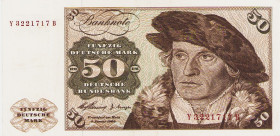Bundesrepublik Deutschland
Deutsche Bundesbank 1960-1999 50 DM 2.1.1960. Austauschnote. Serie Y / B Ro. 265 d I-