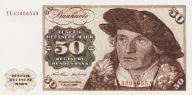 Bundesrepublik Deutschland
Deutsche Bundesbank 1960-1999 50 DM 2.1.1970. Austauschnote. Serie YE / A Ro. 272 d I-