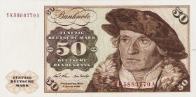 Bundesrepublik Deutschland
Deutsche Bundesbank 1960-1999 50 DM 2.1.1970. Austauschnote. Serie YK / A Ro. 272 c I-