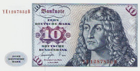 Bundesrepublik Deutschland
Deutsche Bundesbank 1960-1999 10 DM 1.6.1970. Austauschnote. Serie YE / B Ro. 275 b I