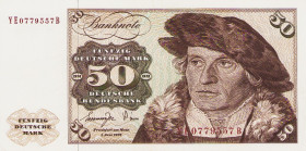 Bundesrepublik Deutschland
Deutsche Bundesbank 1960-1999 50 DM 1.6.1977. Austauschnote. Serie YE / B Ro. 277 b I-II