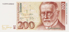 Bundesrepublik Deutschland
Deutsche Bundesbank 1960-1999 200 DM 2.1.1989. Austauschnote. Serie YA / D Ro. 295 b I