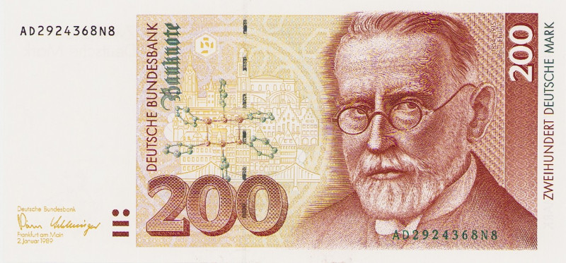 Bundesrepublik Deutschland
Deutsche Bundesbank 1960-1999 200 DM 2.1.1989. Serie...