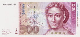 Bundesrepublik Deutschland
Deutsche Bundesbank 1960-1999 500 DM 1.8.1991. Serie AD / A Ro. 301 a II