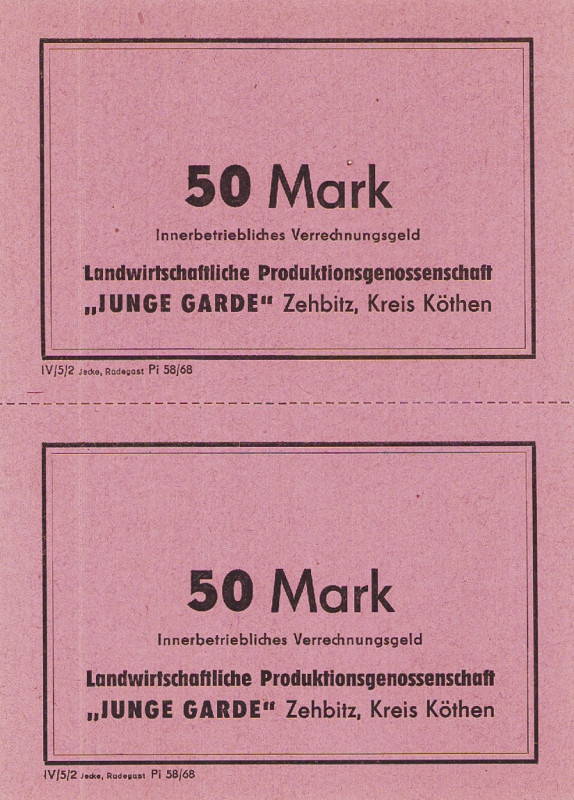 Deutsche Demokratische Republik
LPG-Geld 50 Pfennig, 1, 2, 5, 10, 20 und 50 Mar...