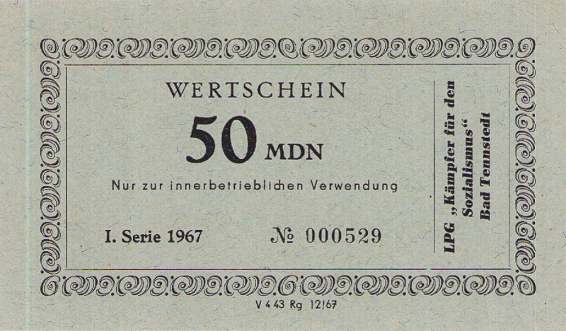 Deutsche Demokratische Republik
LPG-Geld 50 MDN 1967. Bad Tennstedt - LPG "Kämp...