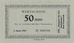 Deutsche Demokratische Republik
LPG-Geld 50 MDN 1967. Bad Tennstedt - LPG "Kämpfer für den Sozialismus" Lindmann/Strunz 2T03 Fernau 21 I