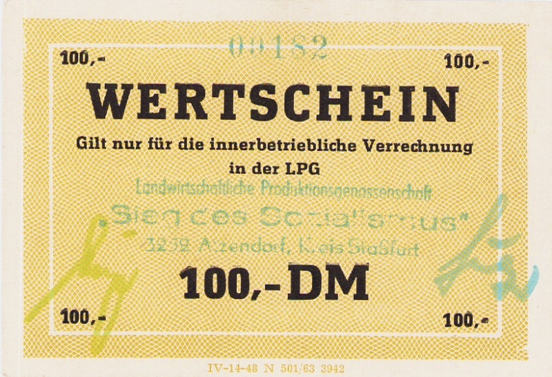 Deutsche Demokratische Republik
LPG-Geld 0,10, 0,50,1, 2, 5, 10, 20, 50 und 100...